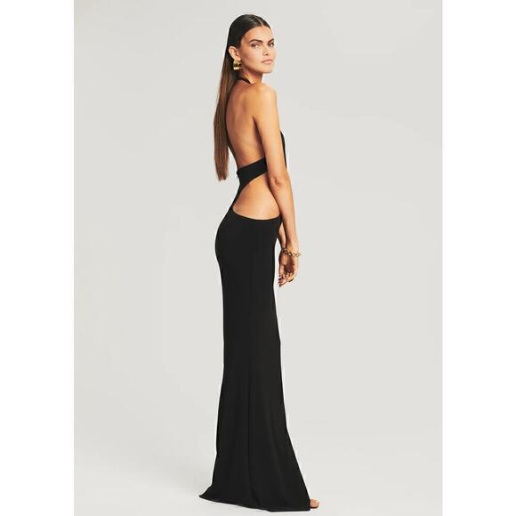 Retrofete Raven Dress Backless Twist Front Cutout Stretch Maxi Black NWT Size XL - Picture 3 of 12